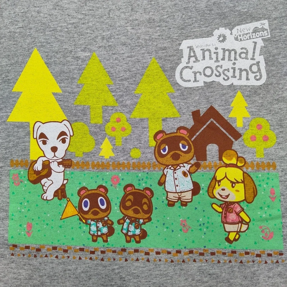 NINTENDO Animal Crossing Girls XL‎ (14-16) Graphic S/S Heather Gray T-Shirt NEW